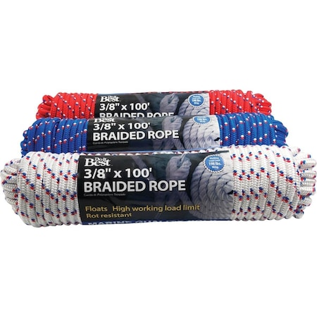 All-Source 3/8 In. x 100 Ft. Assorted Colors Diamond Braided Polypropylene Packaged Rope 703153
